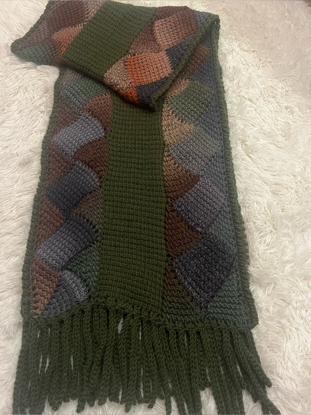 Sinfully Original Lin S Oglesby Multi-Color Knit Fringe Scarf